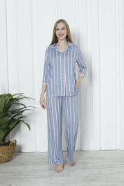 Пижама для женщин (с отложным воротником длинный рукав с брюками) 99078