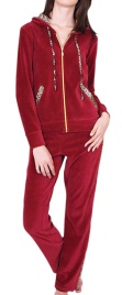 Пижамы для женщин с брюками (длинный рукав/велюр/с молнией/с капюшоном) 88133