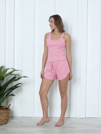 Пижама  в рубчик для женщин (майка с шортами) 45006