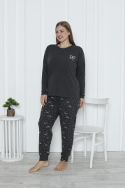 Пижама для женщин большой размер (длинный рукав с брюками) 30077