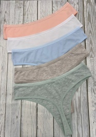 Стринги для женщин 5 шт (средний размер/однотонные) 597018