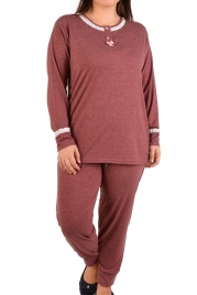 Пижамы для женщин  большой размер (с брюками/длинный рукав/вискоза) 32004