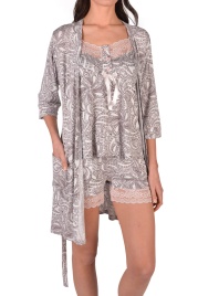 Комплект для женщин халат ( шорты/майка/вискоза) 91135