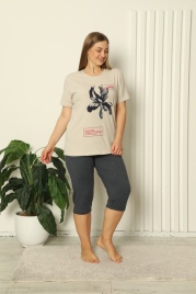 Пижама для женщин большой размер (футболка с бриджами) 37038