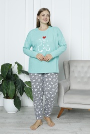 Пижама для женщин большой размер (длинный рукав с брюками) 30067