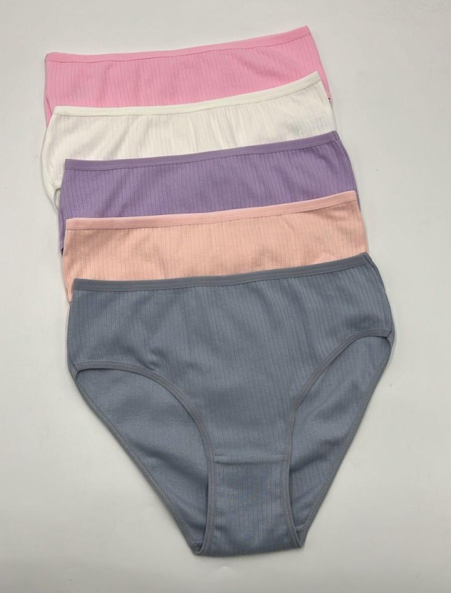 Трусы в рубчик для женщин ( средний размер/однотонные) 124243-2 фото 1