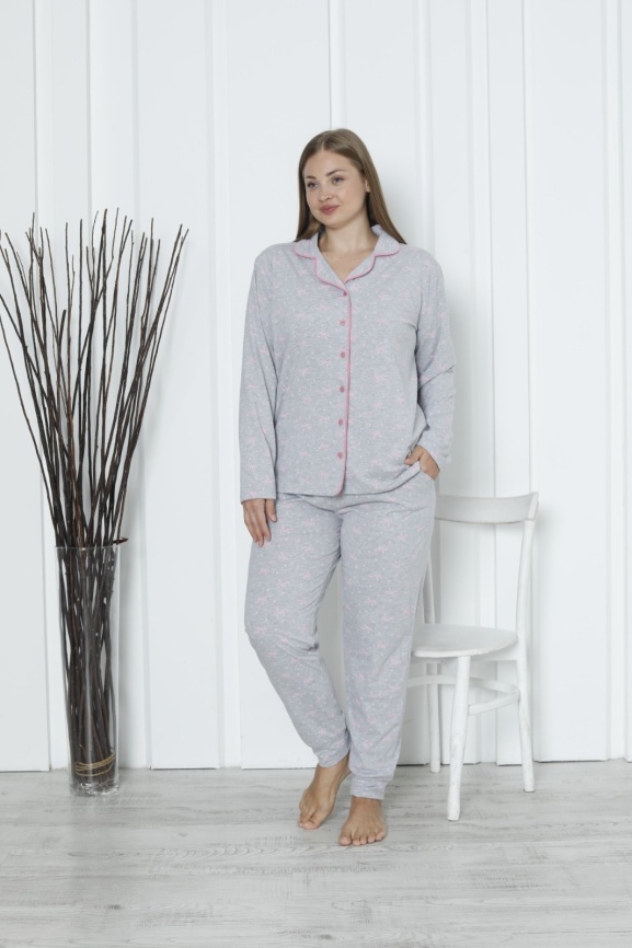Пижама для женщин средний размер (длинный рукав с брюками) 20058 фото 1