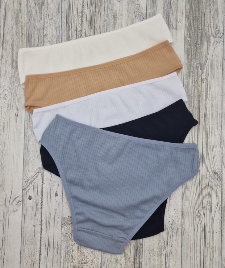 Трусы в рубчик для женщин (молодежные/однотонные) 113243-45 фото 2