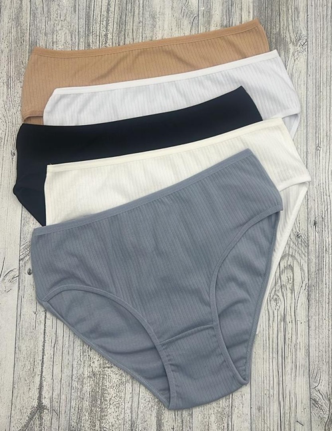 Трусы в рубчик для женщин (средний размер/однотонные) 124243-45 фото 1
