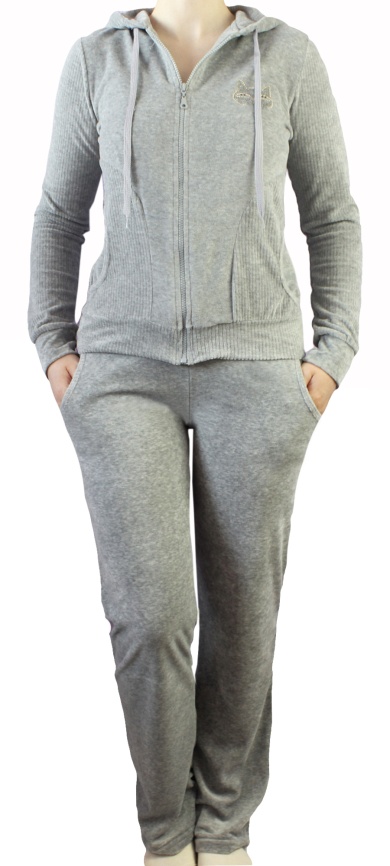 Пижамы для женщин с брюками (длинный рукав/велюр/с молнией/с капюшоном) 88131 фото 3