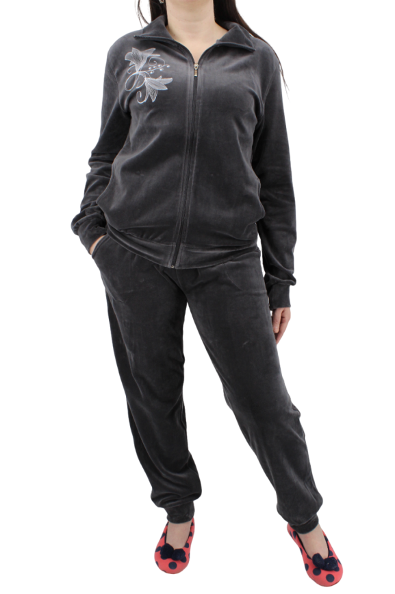 Пижамы для женщин большой размер (с брюками/длинный рукав/велюр) 84807 фото 2