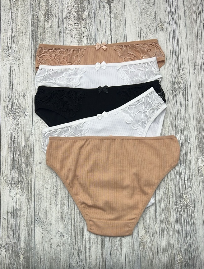 Трусы в рубчик для женщин (молодежные/кружевные) 83275-1 фото 3