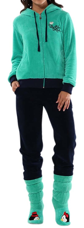 Пижамы для женщин с брюками (длинный рукав/махро/с молнией/с капюшоном) 94006 фото 1