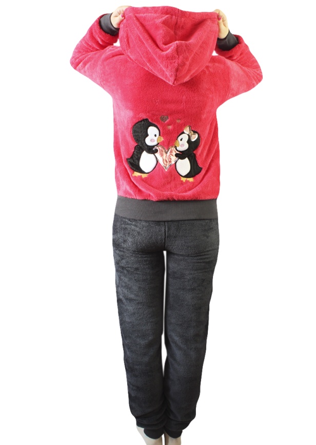 Пижамы для женщин с брюками (длинный рукав/махро/с молнией/с капюшоном) 94006 фото 4