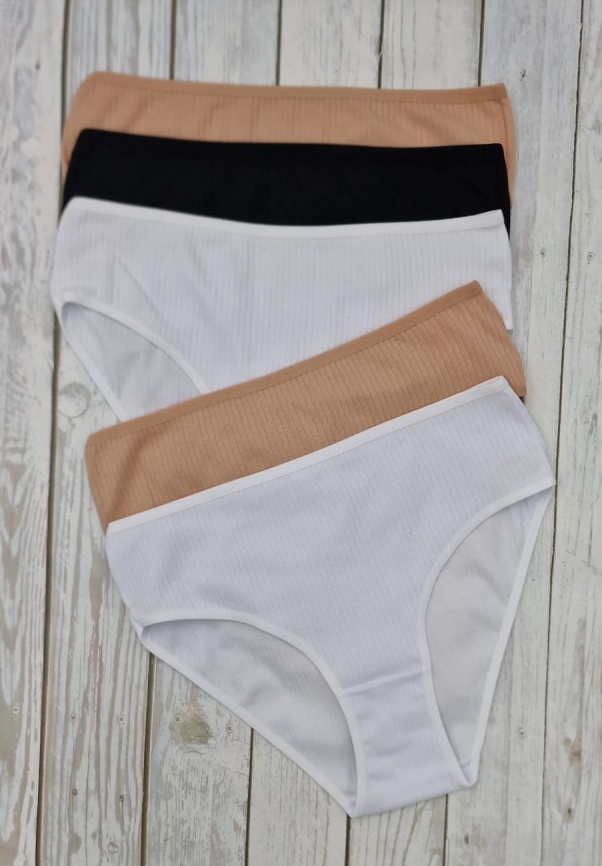 Трусы в рубчик для женщин ( средний размер/однотонные) 124243-1 фото 1