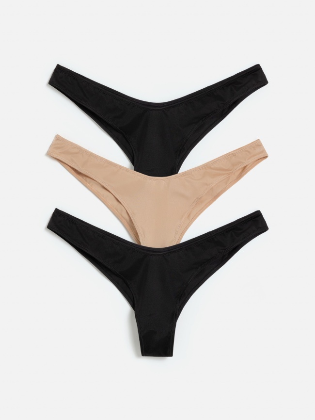Трусы стринги-бразилиано жен.в наборе из 3шт. Hope черный с бежевым фото 1