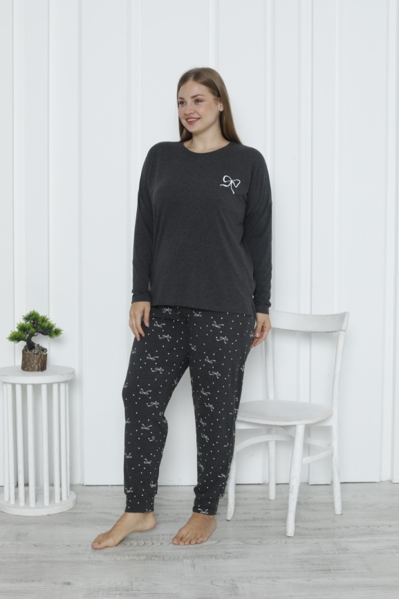 Пижама для женщин большой размер (длинный рукав с брюками) 30077 фото 1