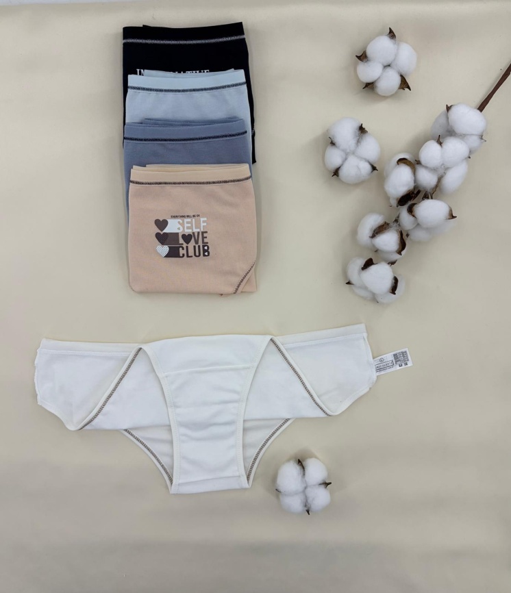 Трусы в рубчик  для женщин 5 шт (молодежные) 513024 фото 3