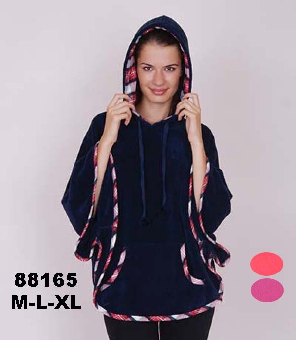 Пончо для женщин (с капюшоном/махро) 88165 фото 1