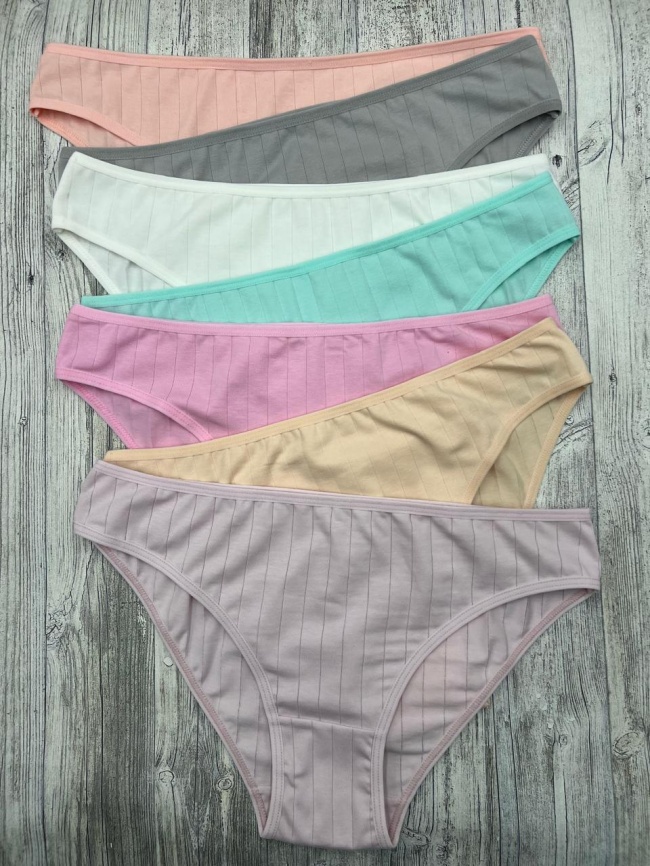 Трусы в рубчик для женщин 7 шт (молодежные) 713183 фото 1