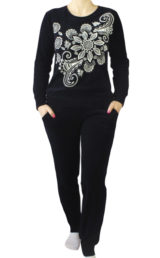 пижамы для женщин с брюками (длинный рукав/велюр) 87053 фото 2
