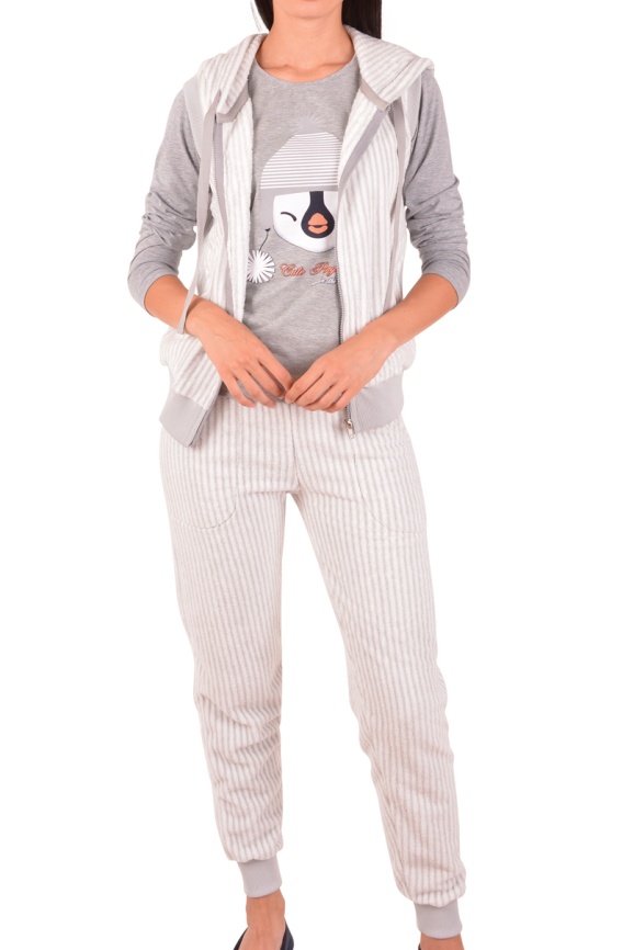 Пижамы для женщин с брюками ( длинный рукав/махро/с молнией/с капюшоном) 94083 фото 1