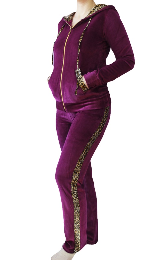 Пижамы для женщин с брюками (длинный рукав/велюр/с молнией/с капюшоном) 88133 фото 2