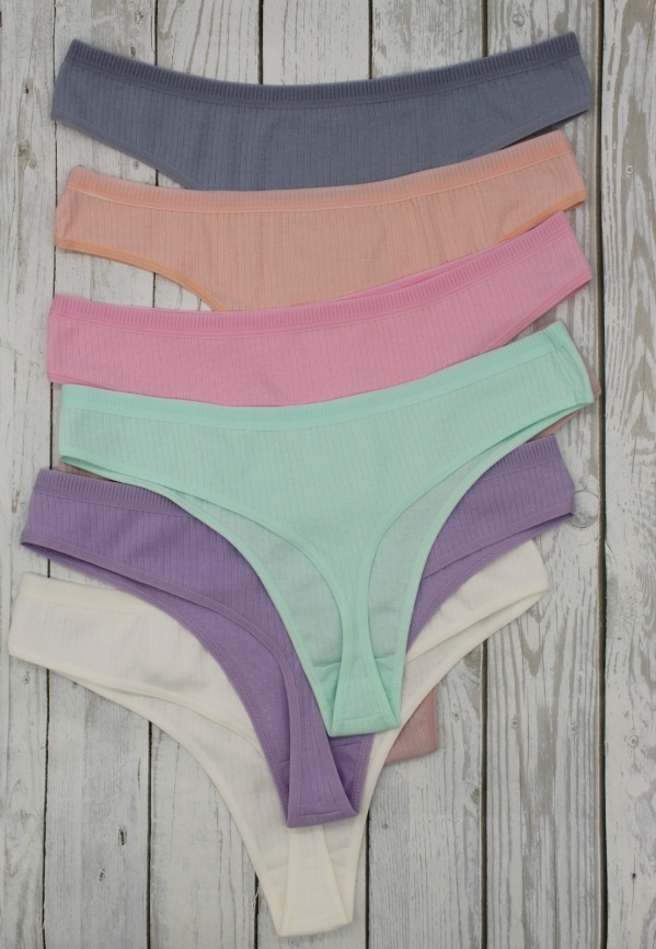 Стринги в рубчик для женщин 7 шт (молодежные) 798128 фото 1