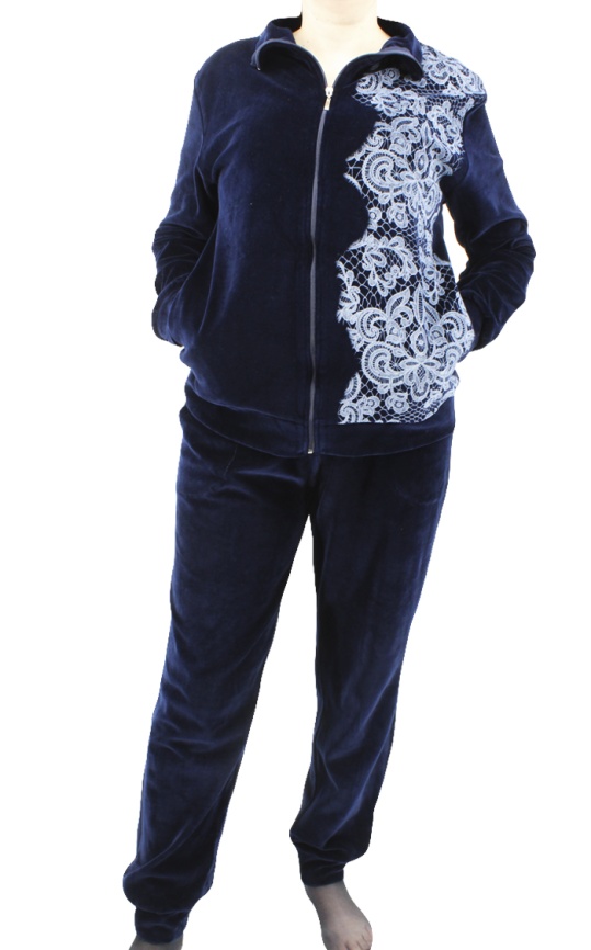 Пижамы для женщин большой размер (с брюками/длинный рукав/велюр/с молней) 84806 фото 2