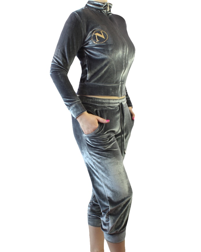 Пижамы для женщин с бриджами (длинны рукав/велюр/с молнией) 87020 фото 2