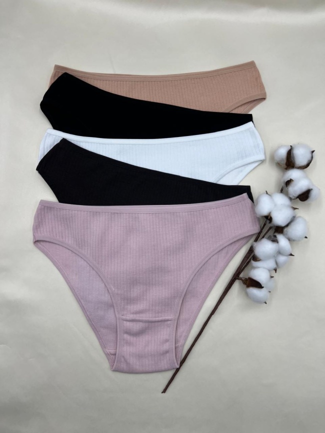 Трусы в рубчик для женщин ( молодежное/однотонные) 113243-114 фото 2