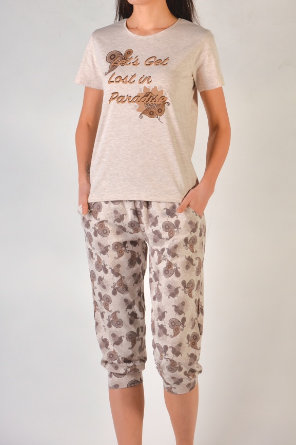 Пижамы для женщин с бриджами( короткий  рукав) 82482 фото 2