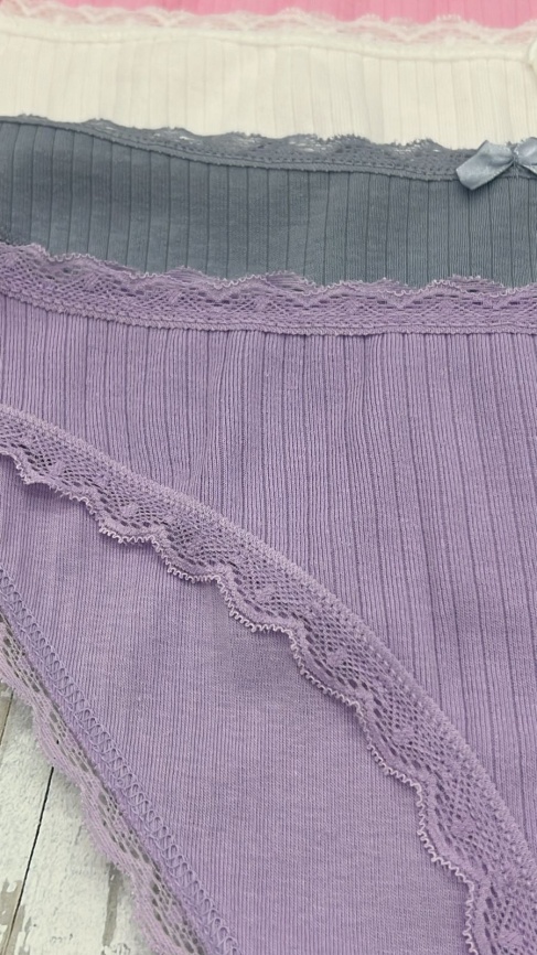 Трусы в рубчик для женщин (молодежные/кружевные) 83276-2 фото 3