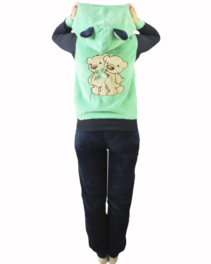 Пижамы для женщин с брюками (длинный рукав/махро/с молнией/с капюшоном) 94004 фото 2