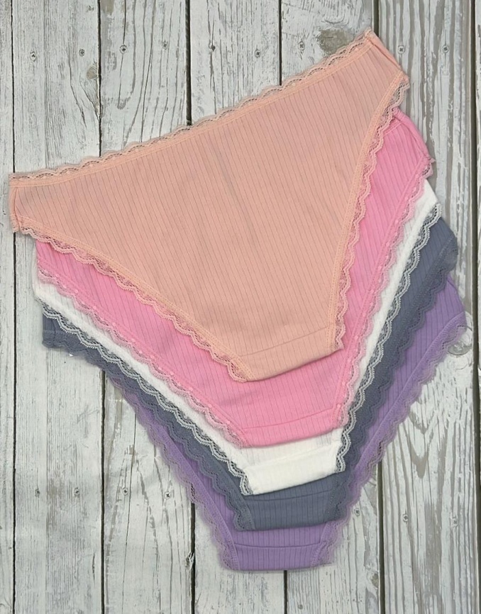 Трусы в рубчик для женщин (молодежные/кружевные) 83276-2 фото 2